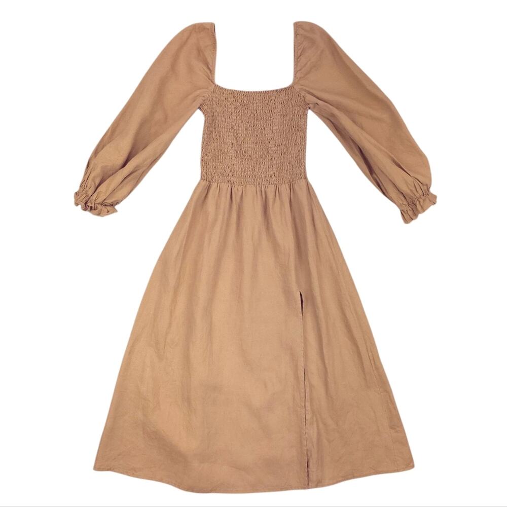 Reformation Gitane Smocked Linen Midi Dress Measures S/M - Picture 7 of 9